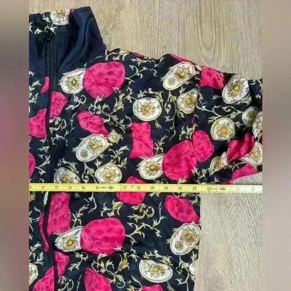 Vintage 80s 90s Mira Max Floral Women’s Windbreaker Jacket Full Zip Size M/L - Picture 9 of 11